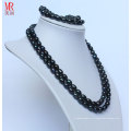 Fancy Black Real Pearl Necklace Bracelet Set (ES1319)